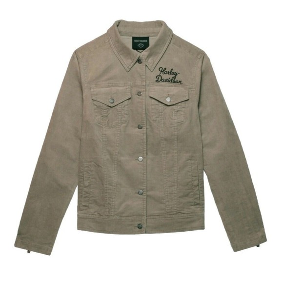 New Harley Davidson Women's Transcendent Corduroy Jacket Silver Sage Size SMALL - Picture 9 of 12